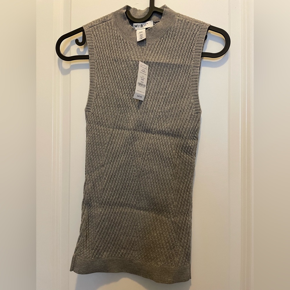 White House Black Market Gray Ribbed Knit Tank Top